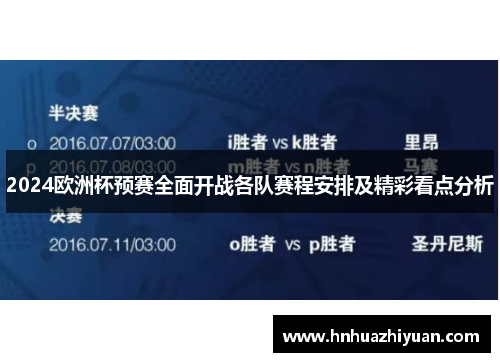 2024欧洲杯预赛全面开战各队赛程安排及精彩看点分析