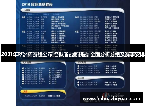 2031年欧洲杯赛程公布 各队备战新挑战 全面分析分组及赛事安排